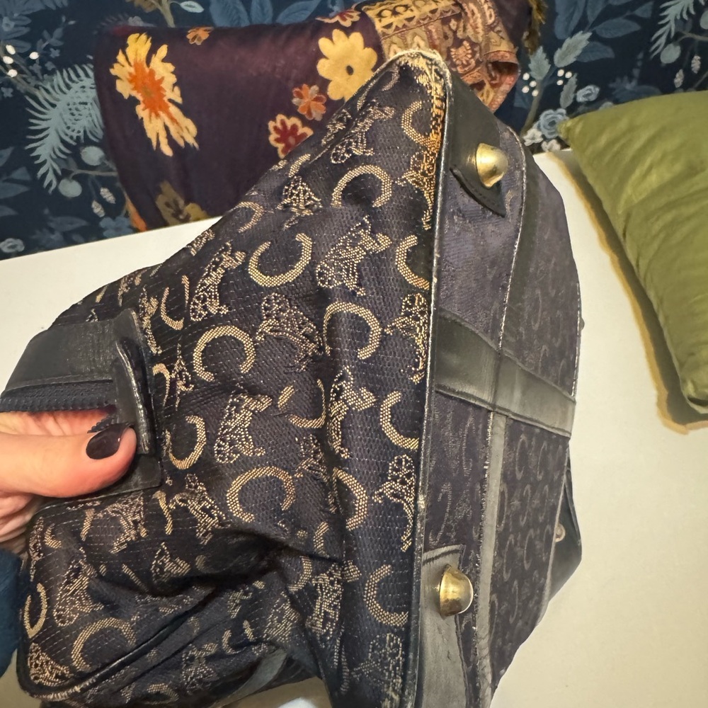 CELINE Navy Blue Boston Bag -  Rare Vintage Iconic Monogram! - Picture 8 of 11